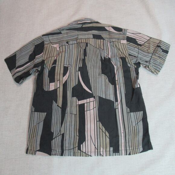 Tommy Bahama Shirt Mens Large Black Geometric Island Zone Hawaiian Beach Ripstop - Picture 6 of 10